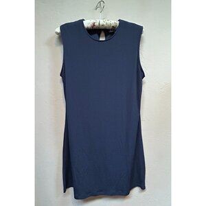 Les Snobs Paris Womens Size Large Navy Crew Neck Sleeveless Shift Dress Stretch